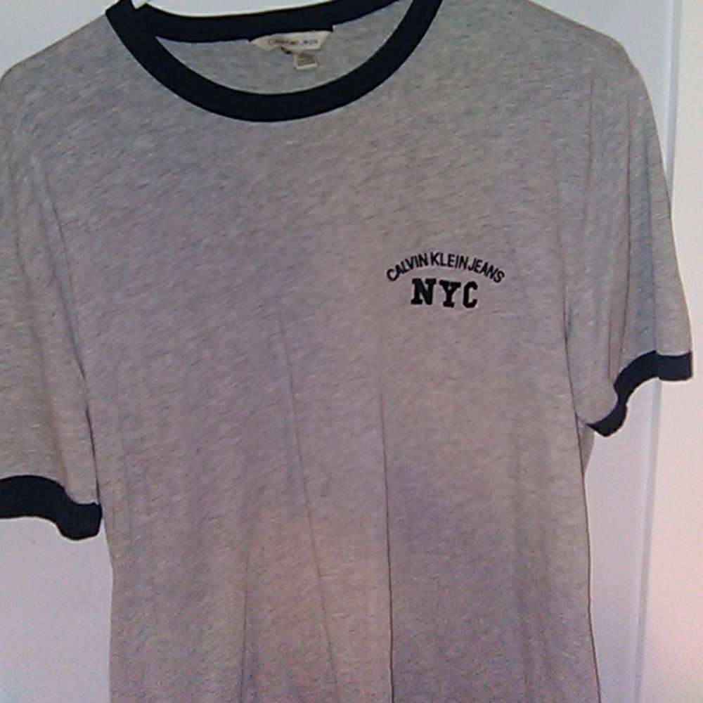 Grey and navy calvin klein jersey tee